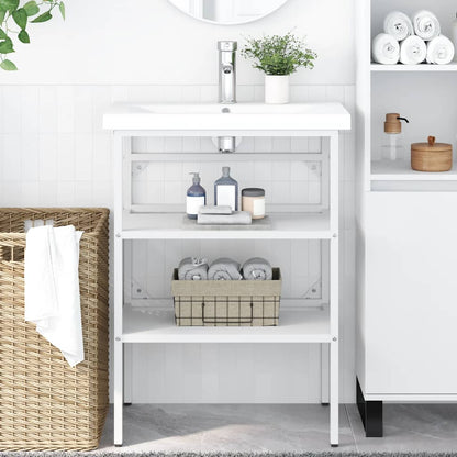 Badezimmer Waschtischgestell Weiß 59x38x83 cm Eisen