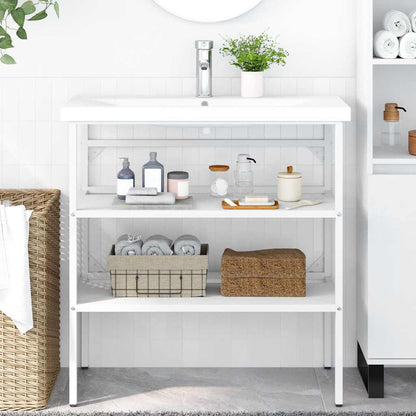 Badezimmer Waschtischgestell Weiß 79x38x83 cm Eisen