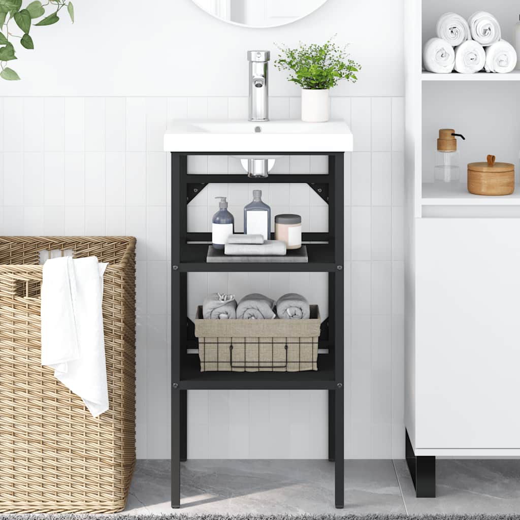 Badezimmer Waschtischgestell Schwarz 40x38x83 cm Eisen