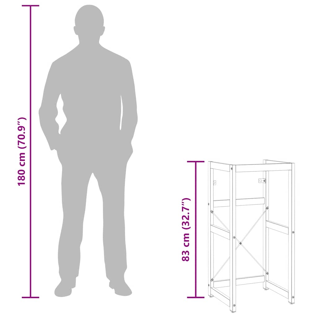 Badezimmer Waschtischgestell Schwarz 40x38x83 cm Eisen