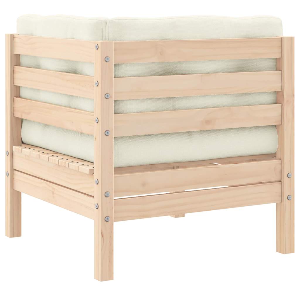 Garten-Ecksofa mit Kissen in Creme Massivholz Kiefer