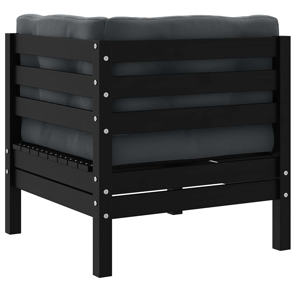 Garten-Ecksofa mit Kissen in Schwarz Massivholz Kiefer