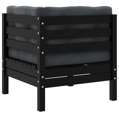 Garten-Ecksofa mit Kissen in Schwarz Massivholz Kiefer