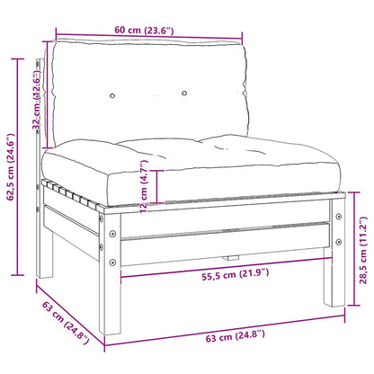Garten-Mittelsofa mit Kissen in Honigbraun Massivholz Kiefer