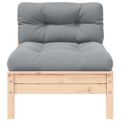 2-Sitzer-Gartensofa mit Grauen Kissen Massivholz Kiefer