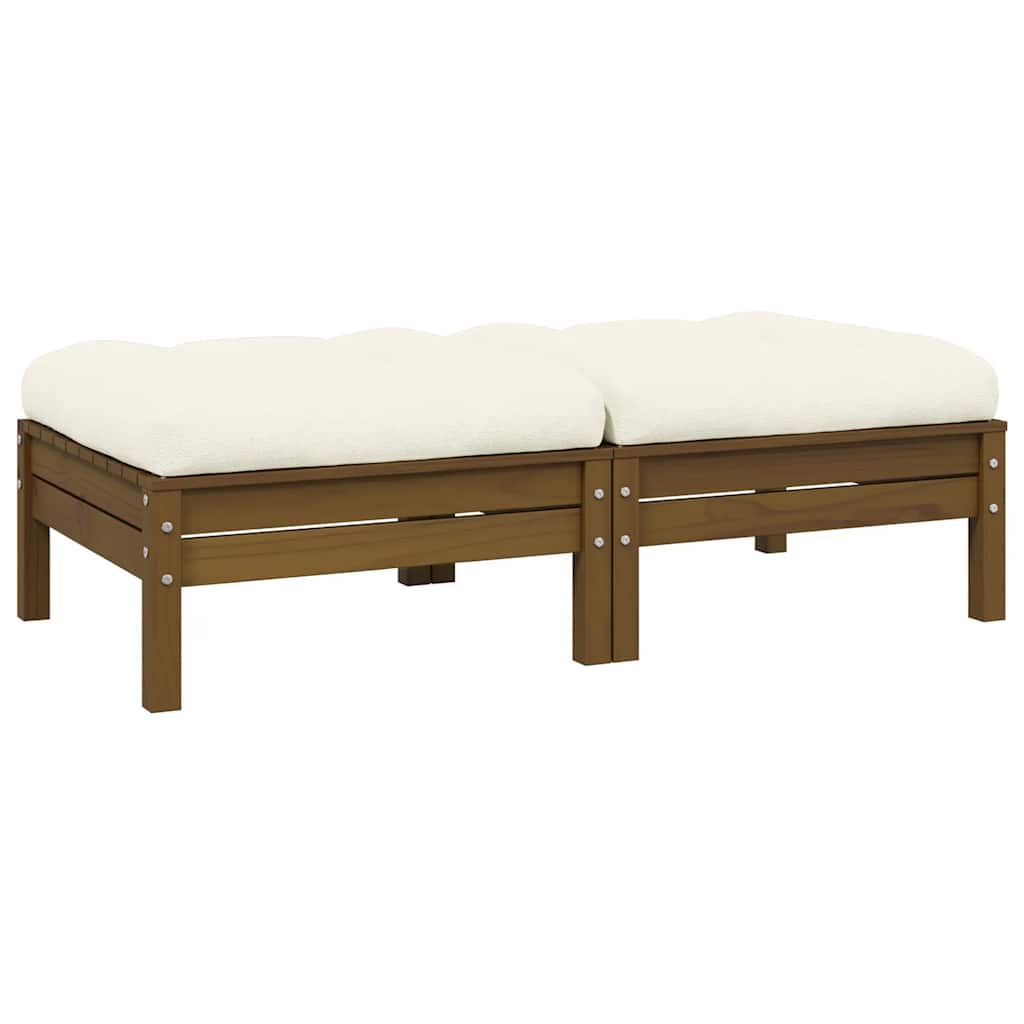 Gartensofa 2-Sitzer mit Creme Kissen Massivholz Kiefer