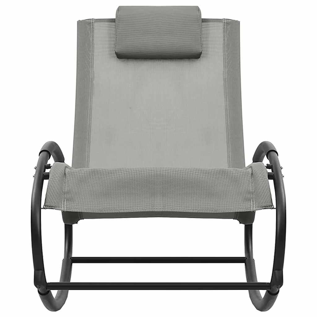 Sonnenliege mit Kissen Stahl und Textilene Grau