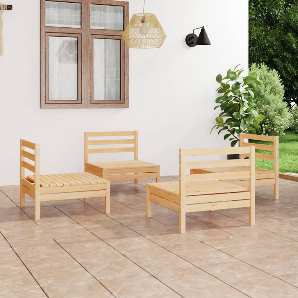 4-tlg. Garten-Lounge-Set Massivholz Kiefer