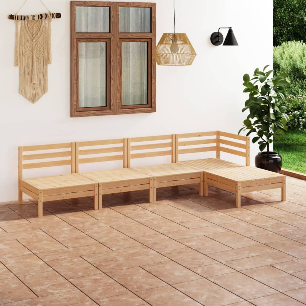 5-tlg. Garten-Lounge-Set Massivholz Kiefer