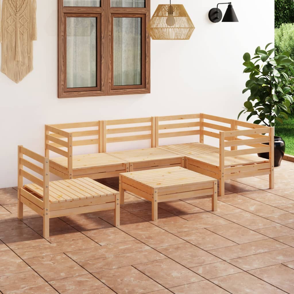 6-tlg. Garten-Lounge-Set Kiefer Massivholz