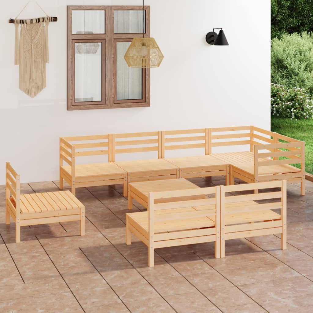 9-tlg. Garten-Lounge-Set Massivholz Kiefer