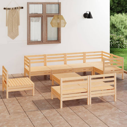 9-tlg. Garten-Lounge-Set Massivholz Kiefer