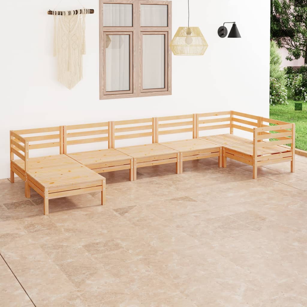 7-tlg. Garten-Lounge-Set Massivholz Kiefer