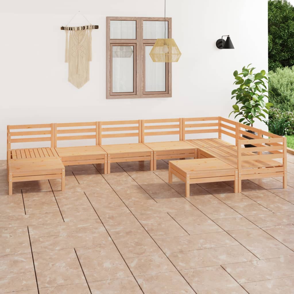 9-tlg. Garten-Lounge-Set Massivholz Kiefer