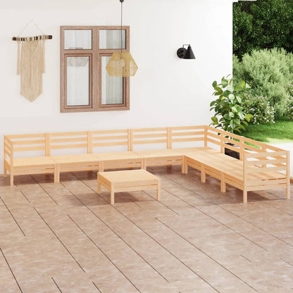 9-tlg. Garten-Lounge-Set Massivholz Kiefer