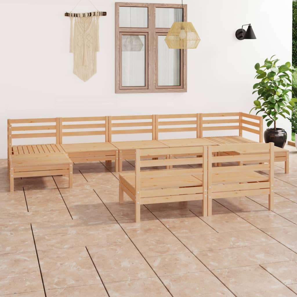 9-tlg. Garten-Lounge-Set Massivholz Kiefer
