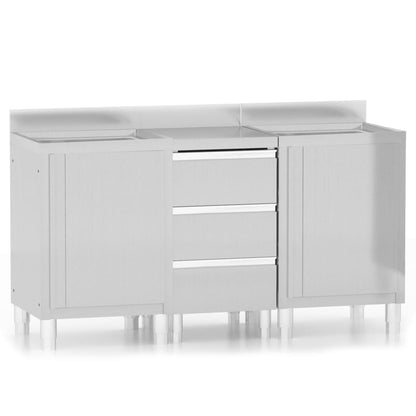 Gewerbliche Küchenschränke 3-tlg. Edelstahl