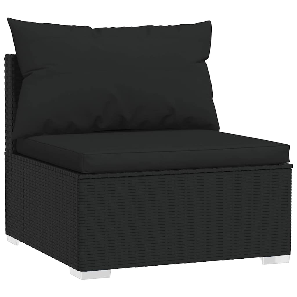 4-tlg. Garten-Lounge-Set mit Auflagen Schwarz Poly Rattan