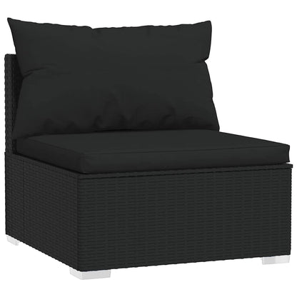4-tlg. Garten-Lounge-Set mit Auflagen Schwarz Poly Rattan