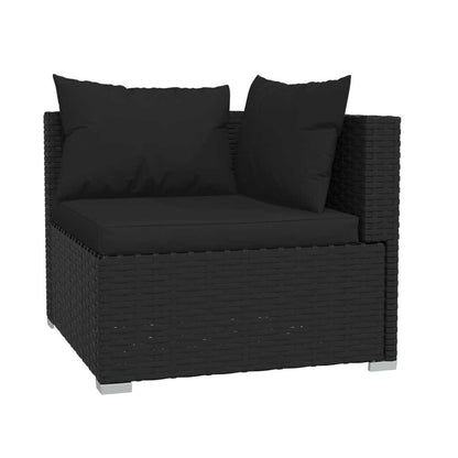 4-tlg. Garten-Lounge-Set mit Auflagen Schwarz Poly Rattan