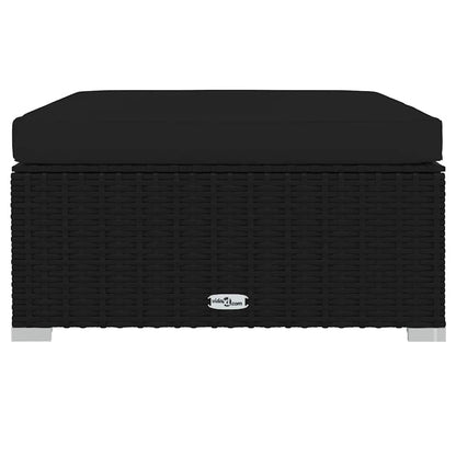4-tlg. Garten-Lounge-Set mit Auflagen Schwarz Poly Rattan
