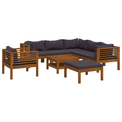 8-tlg. Garten-Lounge-Set mit Auflage Massivholz Akazie