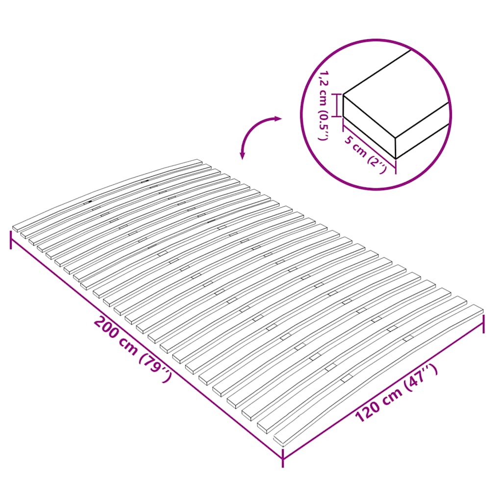 Bettlattenrost Ersatz mit 24 Latten 120x200 cm