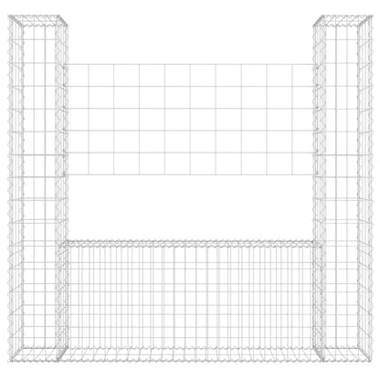 Gabionenkorb U-Form mit 2 Säulen Eisen 140x20x150 cm