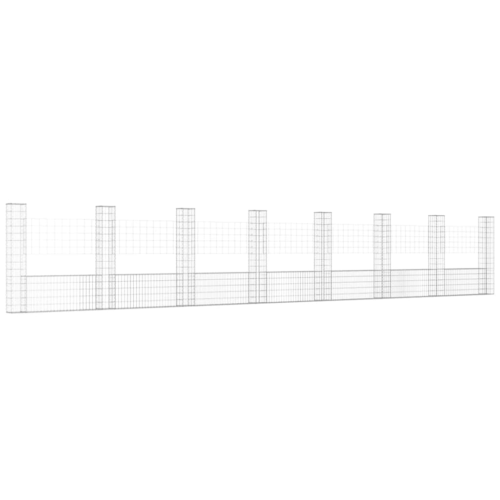 Gabionenkorb U-Form mit 8 Säulen Eisen 860x20x150 cm