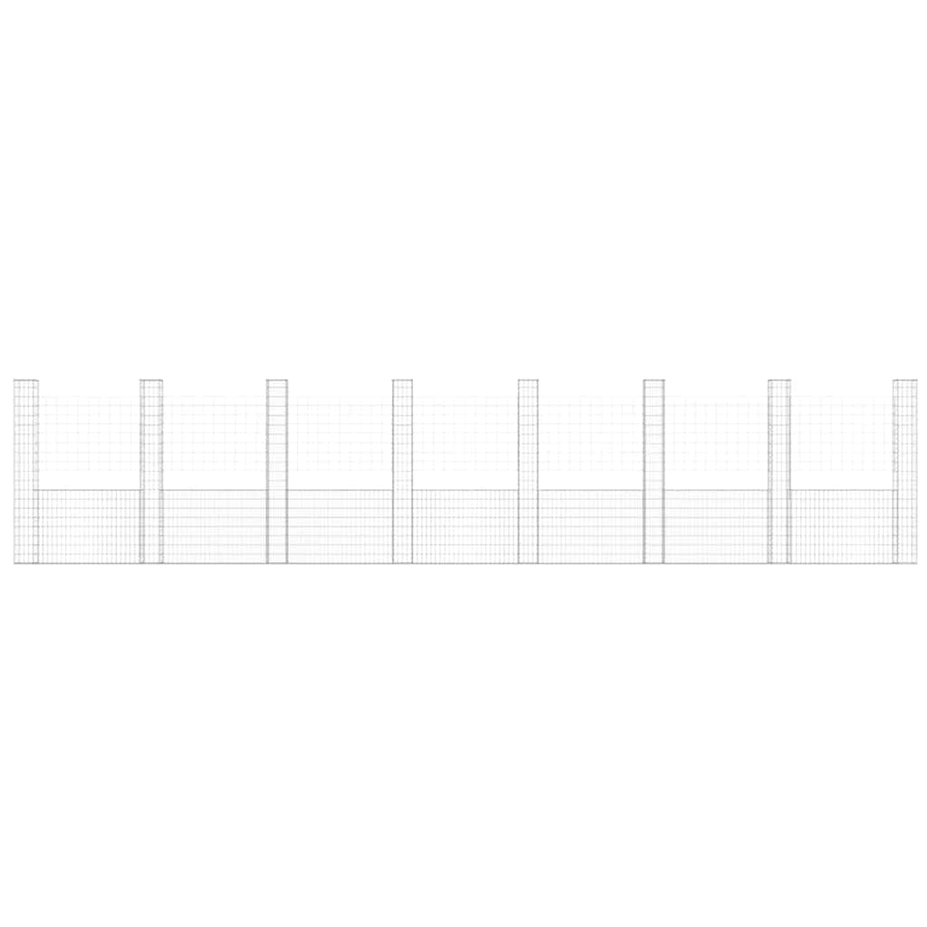 Gabionenkorb U-Form mit 8 Säulen Eisen 860x20x200 cm