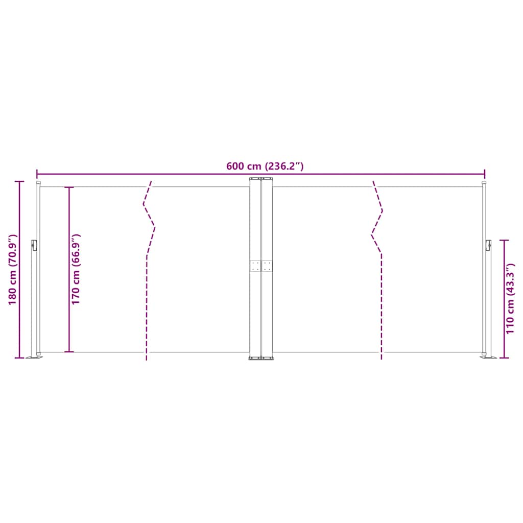 Seitenmarkise Ausziehbar Blau 180x600 cm