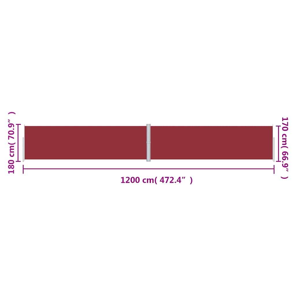 Seitenmarkise Ausziehbar Rot 180x1200 cm