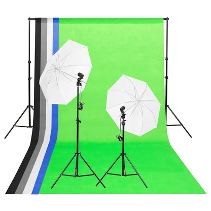 Fotostudio-Beleuchtung Set mit Hintergründen & Schirmen