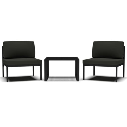 3-tlg. Garten-Sofagarnitur mit Kissen Aluminium Anthrazit