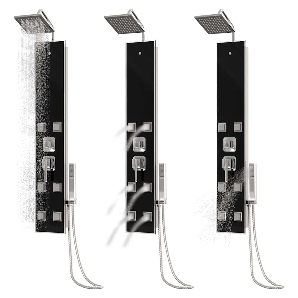 Duschpaneel Glas 18x45,5x130 cm Schwarz