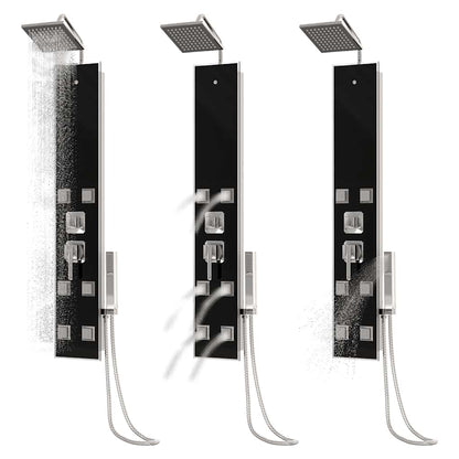 Duschpaneel Glas 18x45,5x130 cm Schwarz