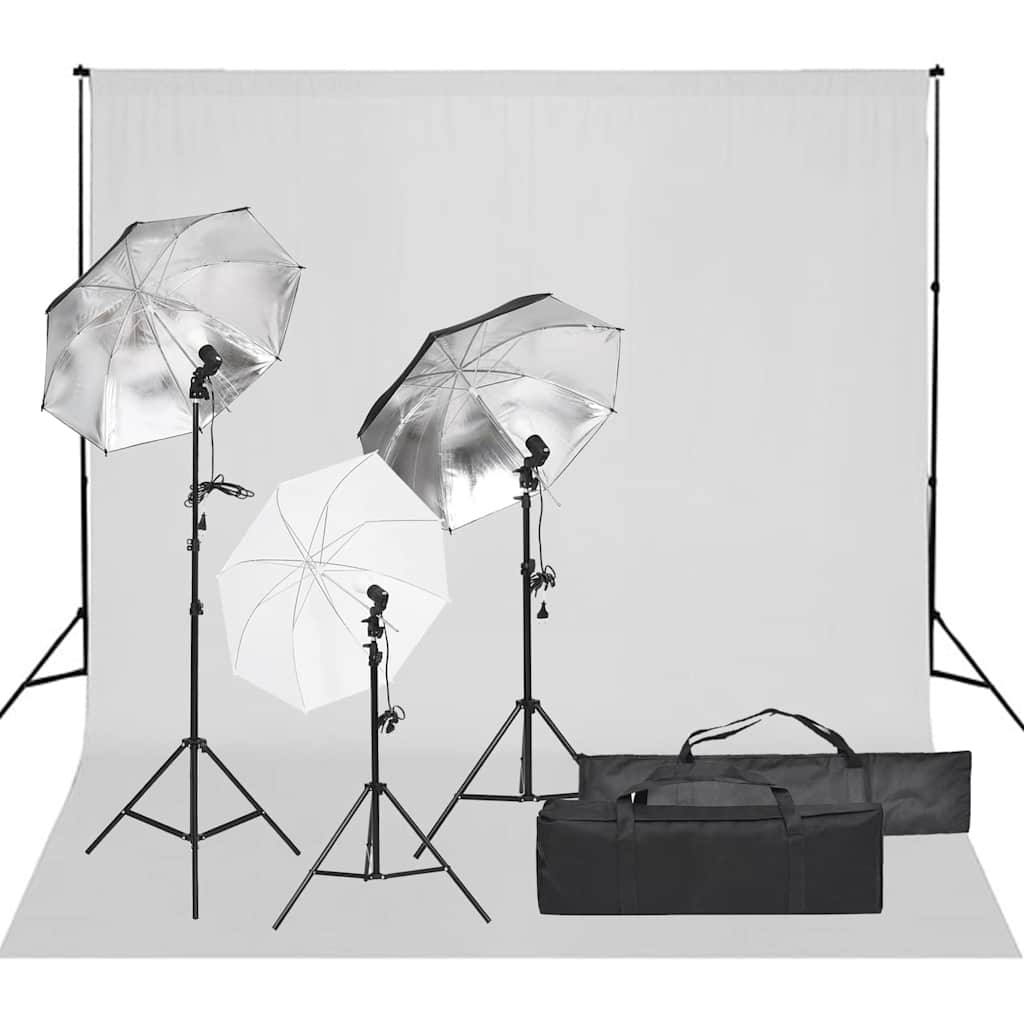 Fotostudio-Set mit Beleuchtung und Hintergrund