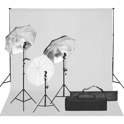 Fotostudio-Set mit Beleuchtung und Hintergrund