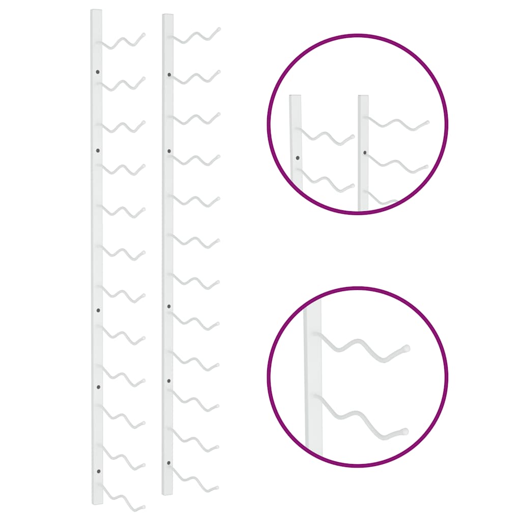Wand-Weinregal für 24 Flaschen 2 Stk. Weiß Eisen