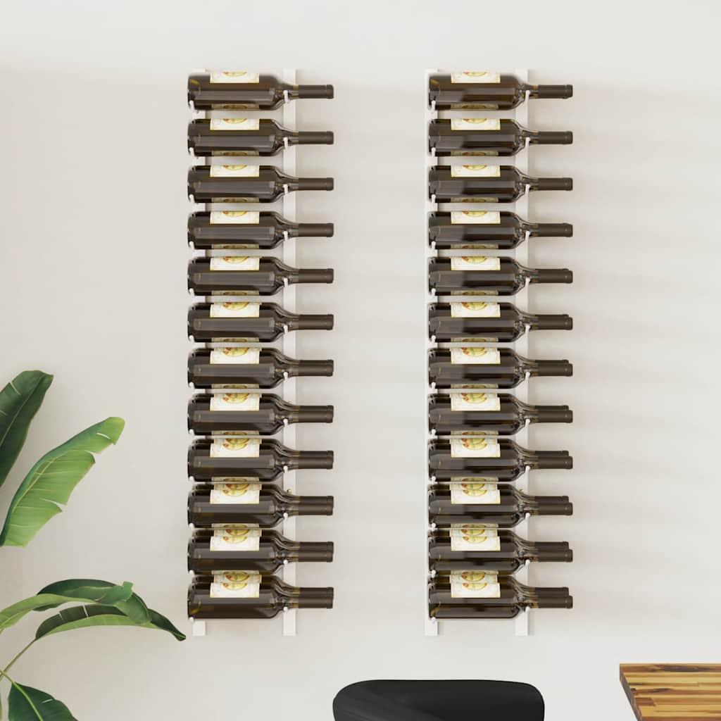 Wand-Weinregal für 24 Flaschen 2 Stk. Weiß Eisen