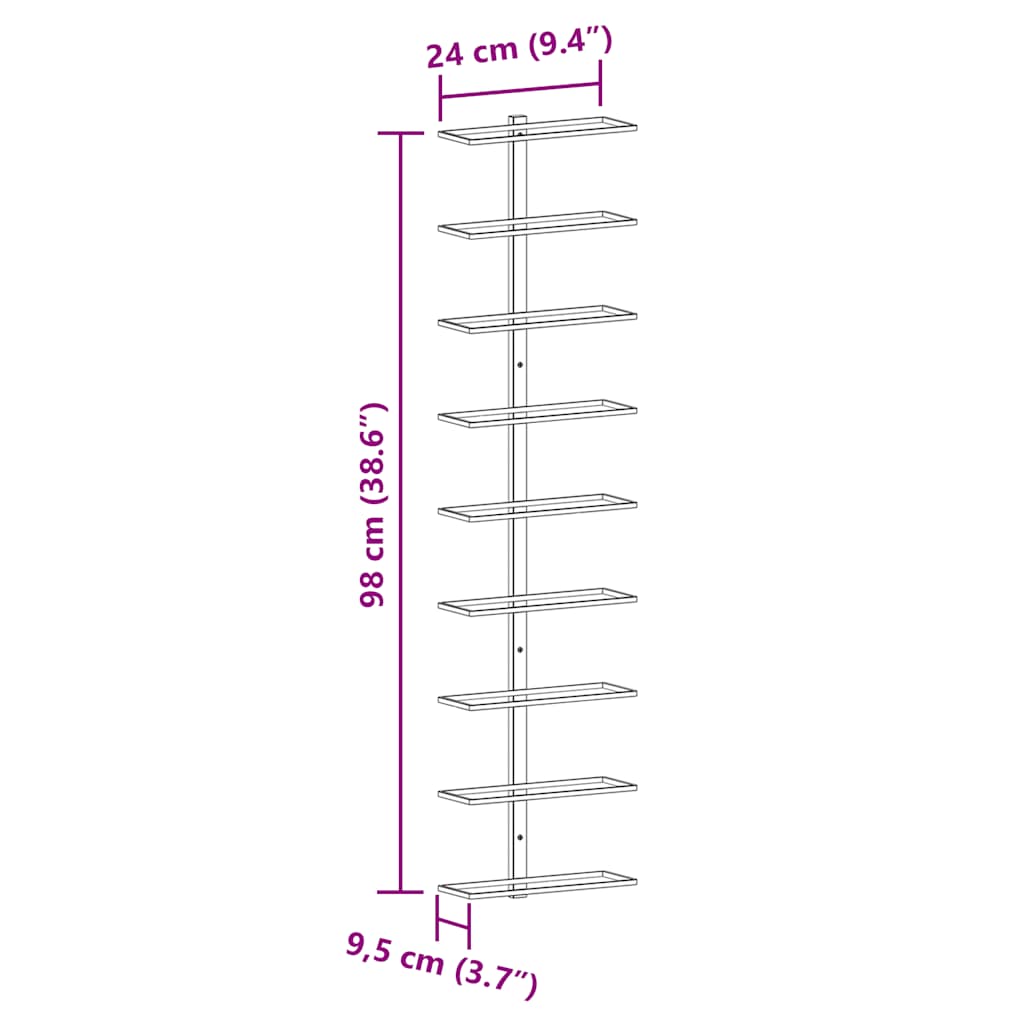 Wand-Weinregale für 9 Flaschen 2 Stk. Golden Eisen