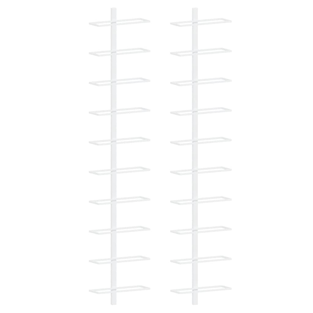 Wand-Weinregale für 10 Flaschen 2 Stk. Weiß Metall