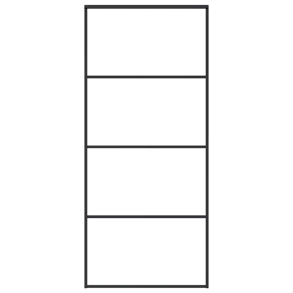 Schiebetür ESG-Glas und Aluminium mattiert 90x205 cm Schwarz