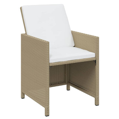 9-tlg. Garten-Essgruppe mit Kissen Poly Rattan Beige