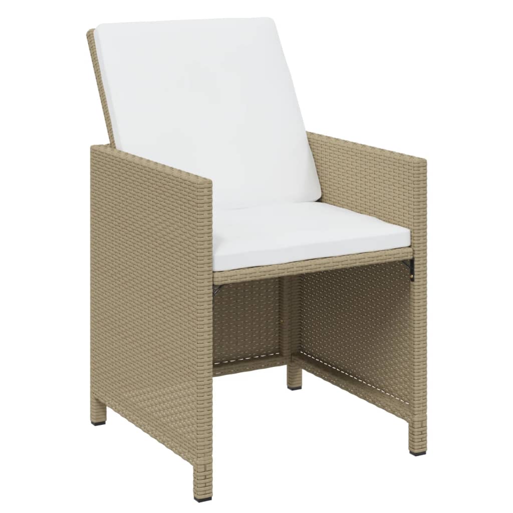 11-tlg. Garten-Essgruppe mit Kissen Poly Rattan Beige