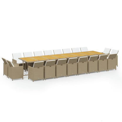 21-tlg. Garten-Essgruppe mit Kissen Poly Rattan Beige