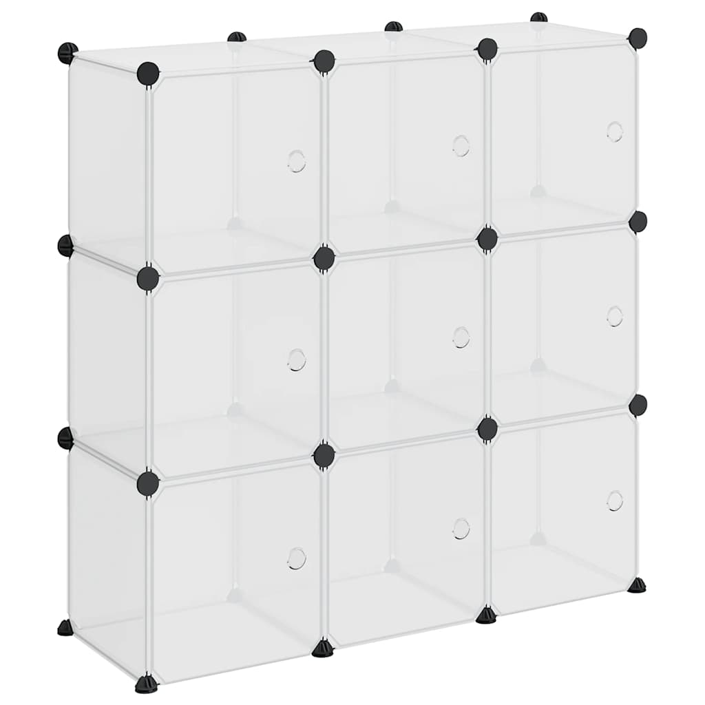 Aufbewahrungswürfel-Organizer mit 9 Würfeln und Türen Transparent PP