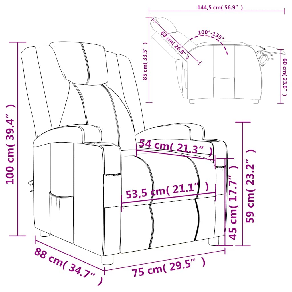 Relaxsessel Braun Kunstleder