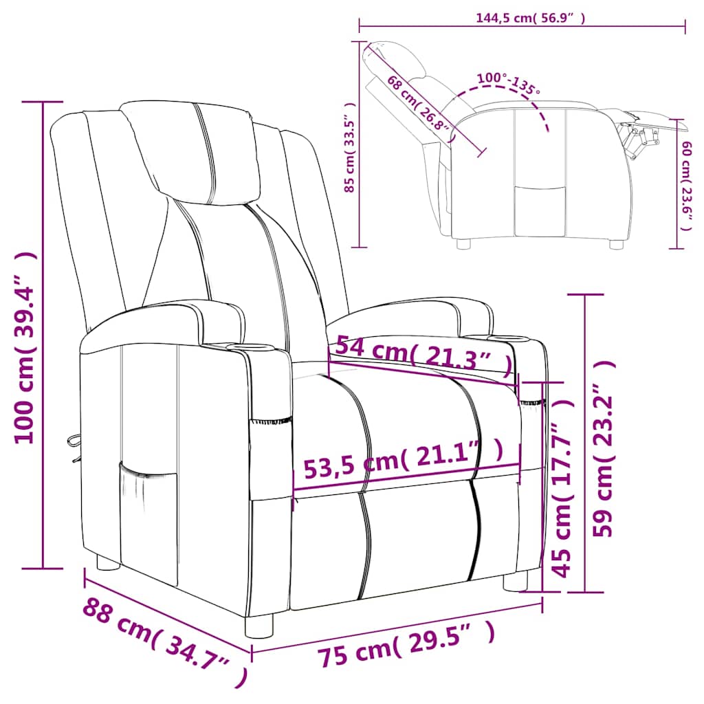 Relaxsessel Weinrot Kunstleder