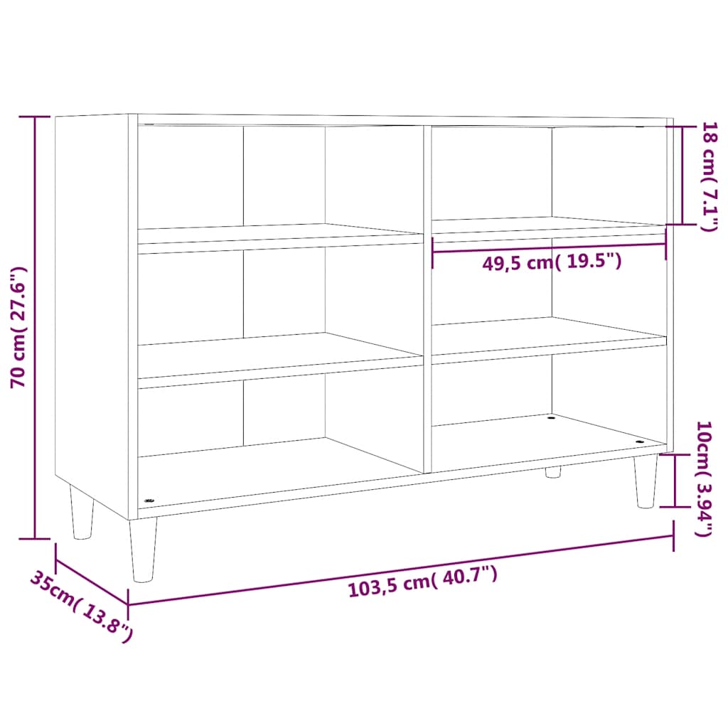 Sideboard Grau Sonoma 103,5x35x70 cm Holzwerkstoff